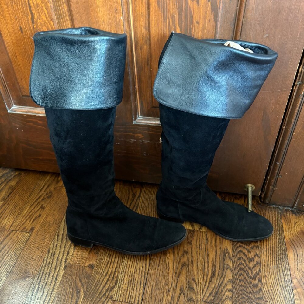 Sergio Rossi Black Suede Over-the-Knee Boots Convertible EU 39